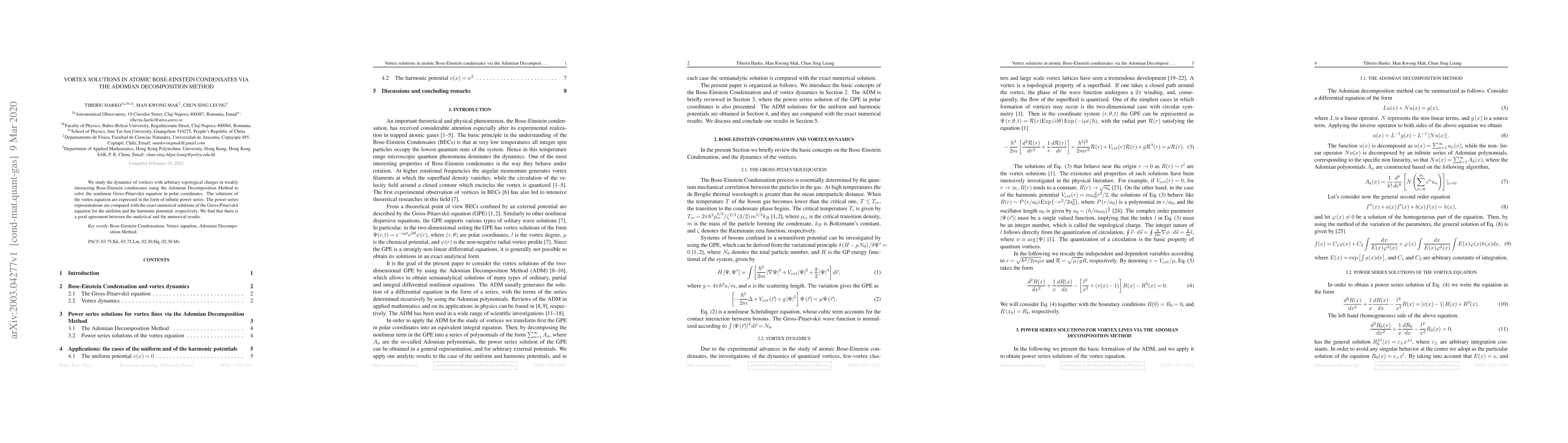 Thumbnail for Vortex solutions in atomic Bose-Einstein condensates via the Adomian
  Decomposition Method
