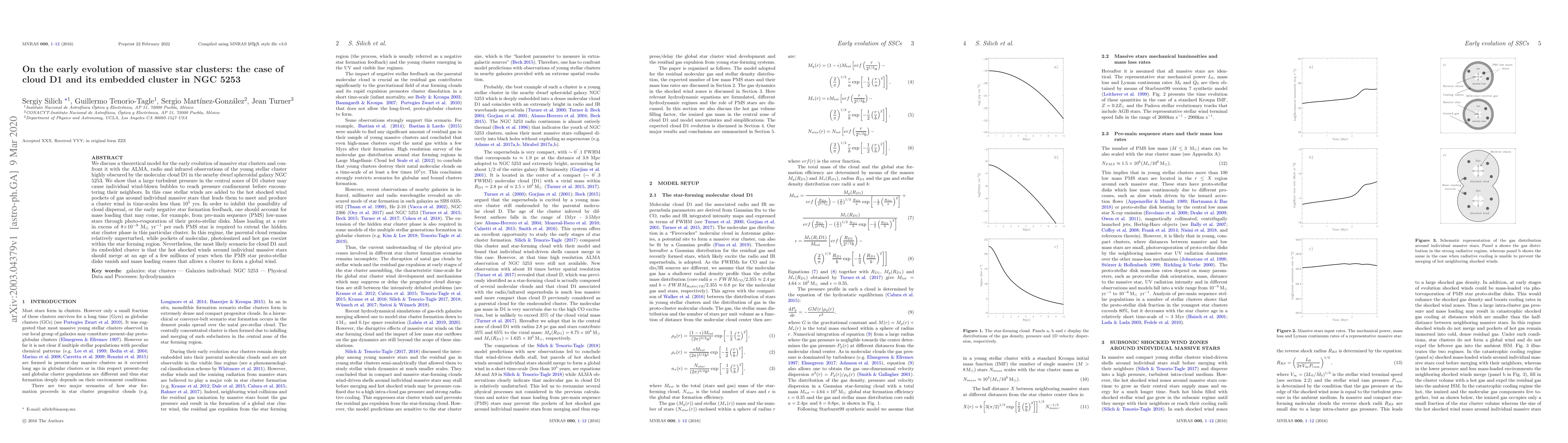 Thumbnail for On the early evolution of massive star clusters: the case of cloud D1
  and its embedded cluster in NGC 5253