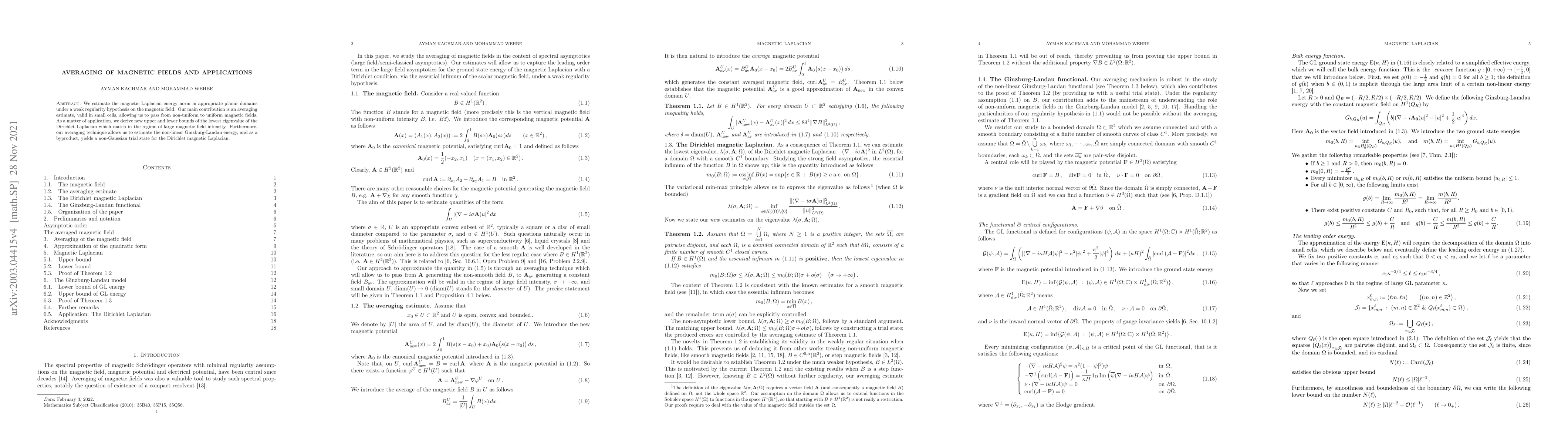 Thumbnail for Averaging of magnetic fields and applications