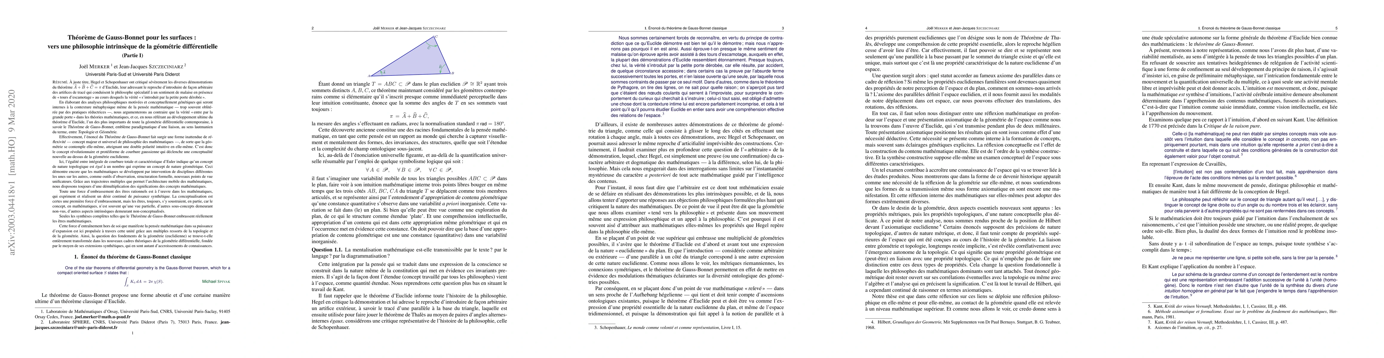 Thumbnail for Philosophical Reflections on Intrinsic Differential Geometry around the
  Gauss-Bonnet Theorem