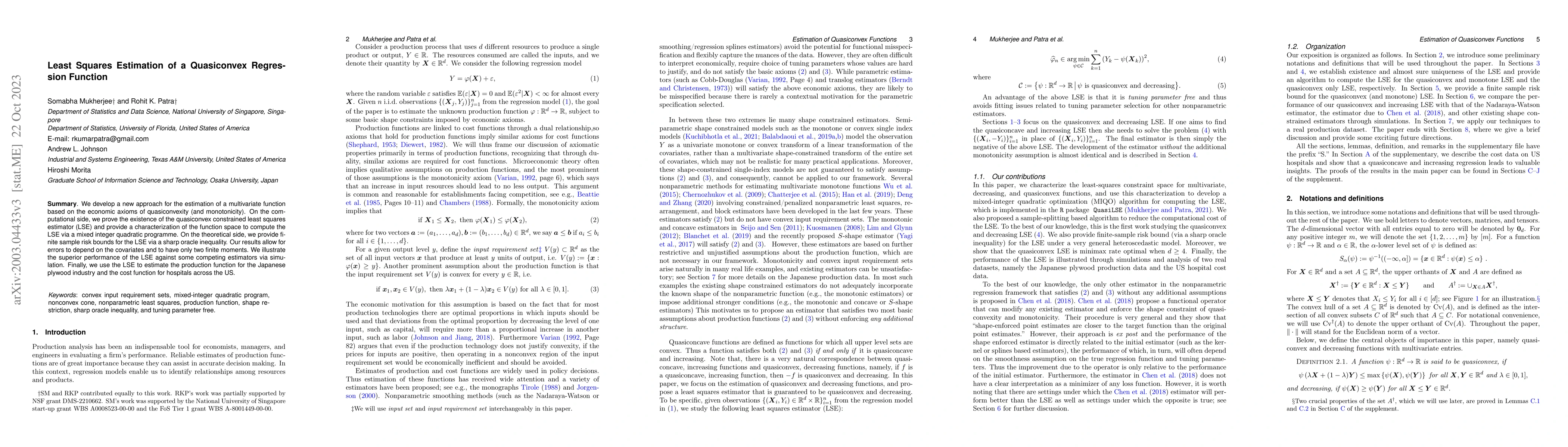 Thumbnail for Least Squares Estimation of a Quasiconvex Regression Function