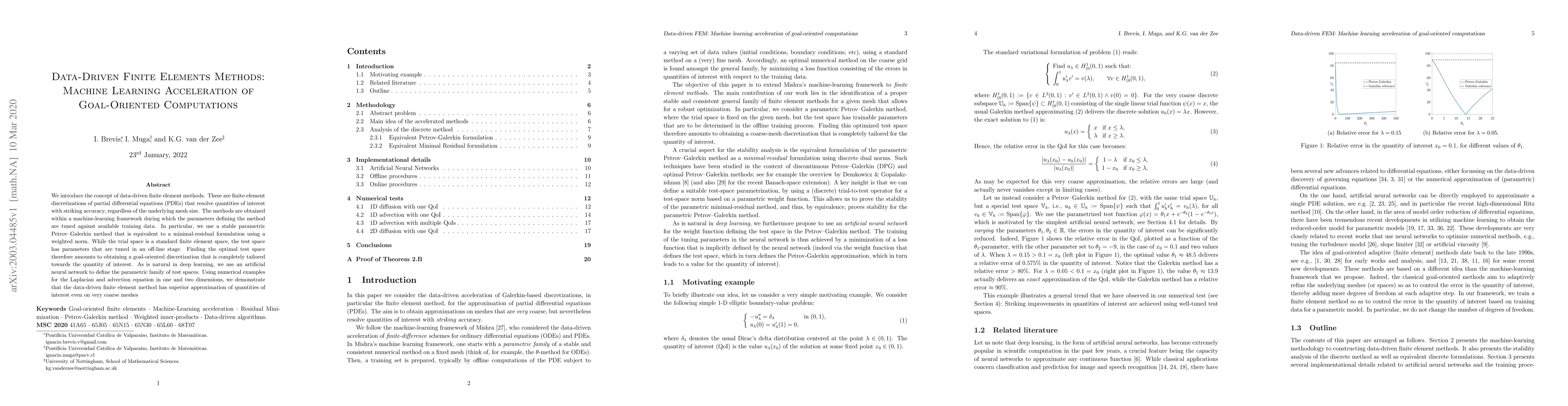 Thumbnail for Data-Driven Finite Elements Methods: Machine Learning Acceleration of
  Goal-Oriented Computations
