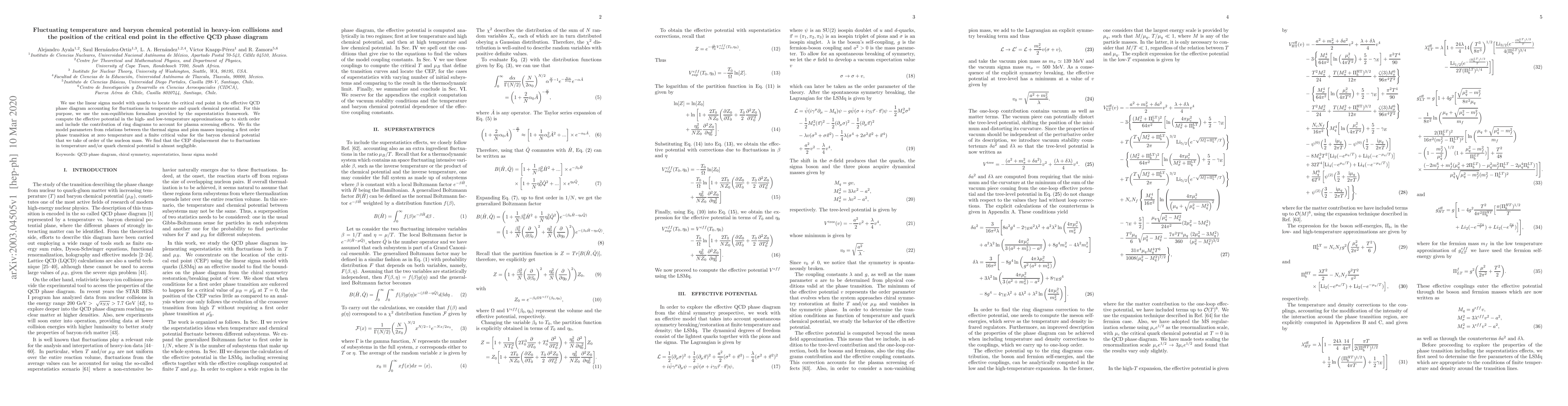 Thumbnail for Fluctuating temperature and baryon chemical potential in heavy-ion
  collisions and the position of the critical end point in the effective QCD
  phase diagram