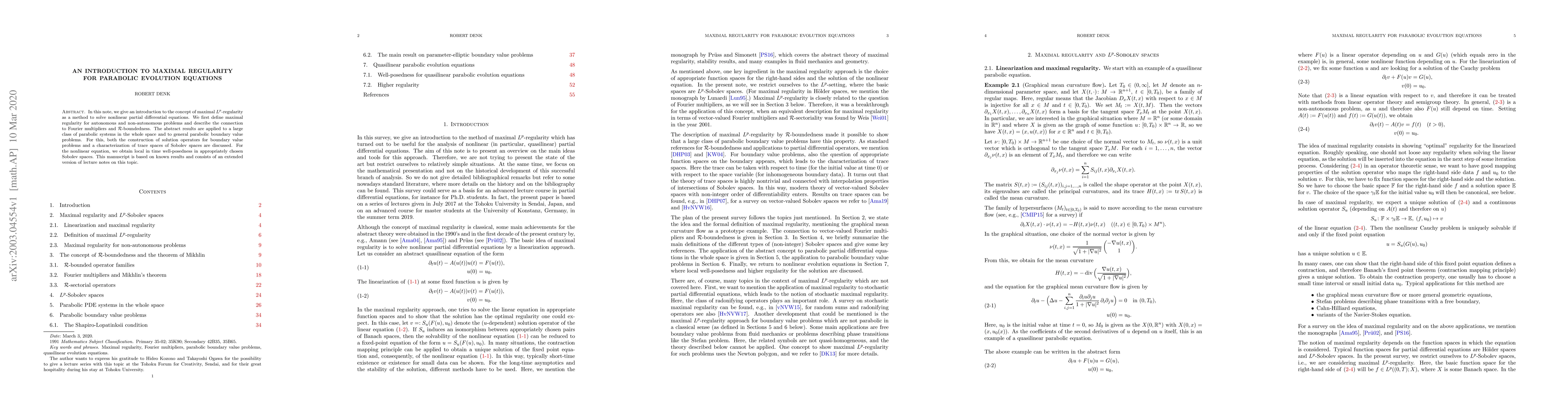 Thumbnail for An introduction to maximal regularity for parabolic evolution equations