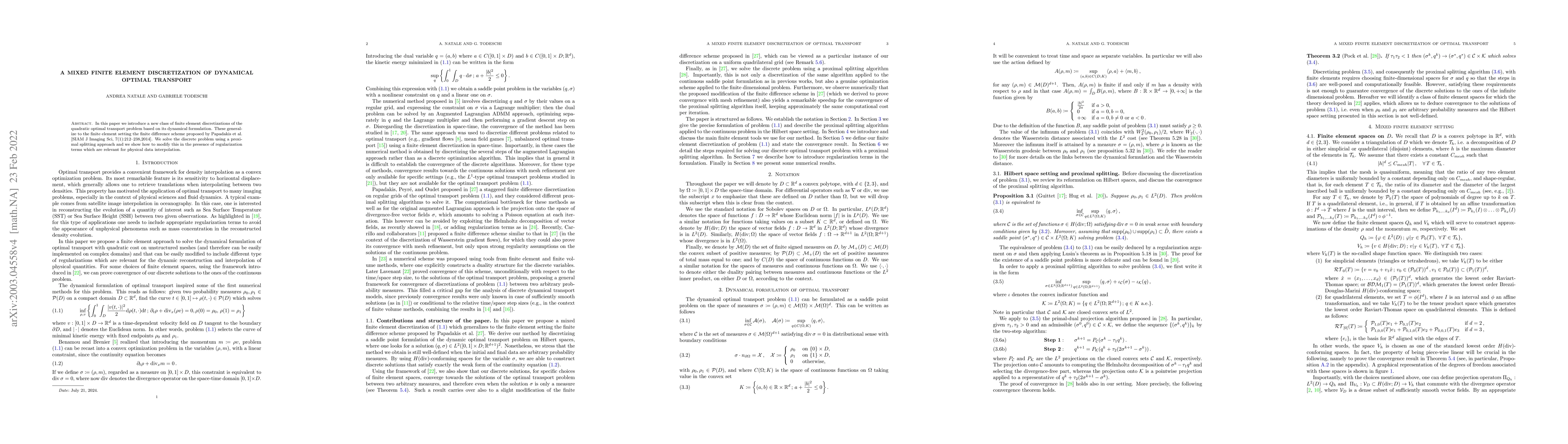 Thumbnail for A mixed finite element discretization of dynamical optimal transport