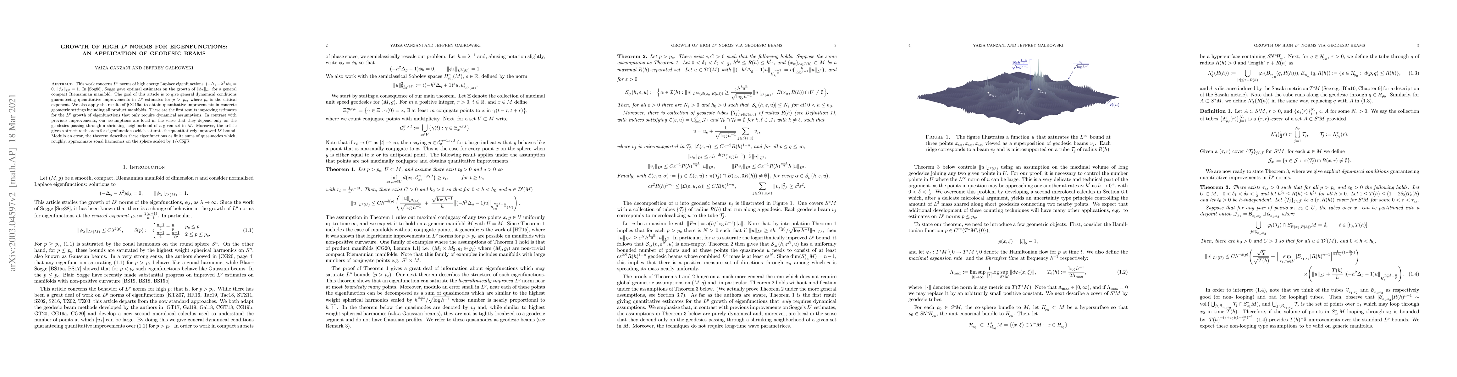 Thumbnail for Growth of high $L^p$ norms for eigenfunctions: an application of
  geodesic beams
