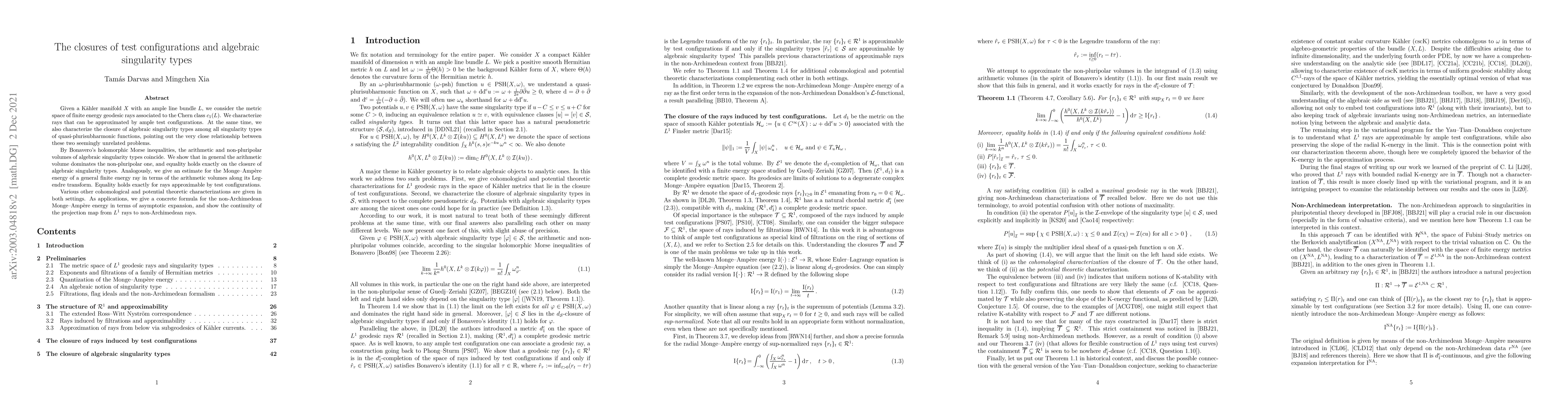 Thumbnail for The closures of test configurations and algebraic singularity types