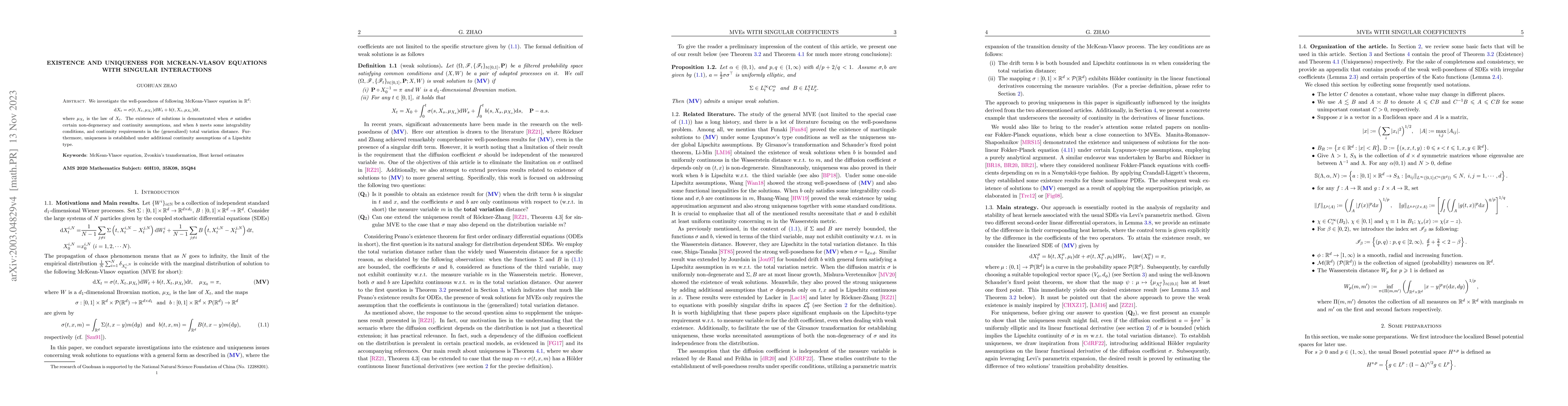 Thumbnail for Existence and Uniqueness for McKean-Vlasov equations with singular
  interactions