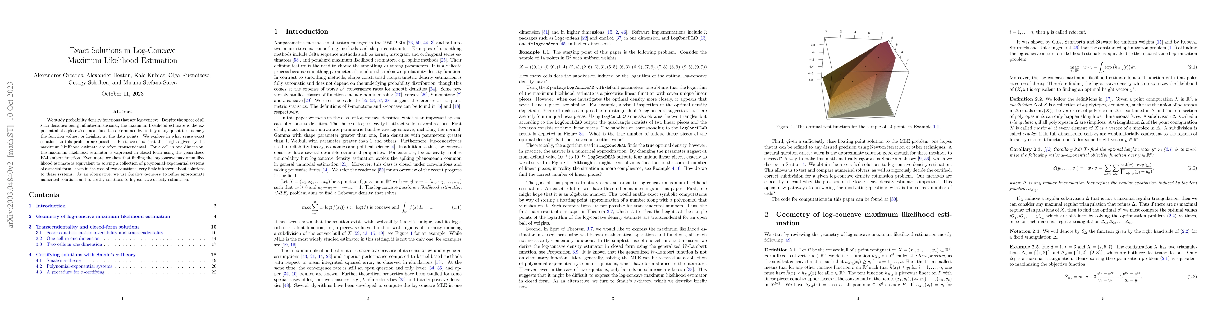 Thumbnail for Exact Solutions in Log-Concave Maximum Likelihood Estimation
