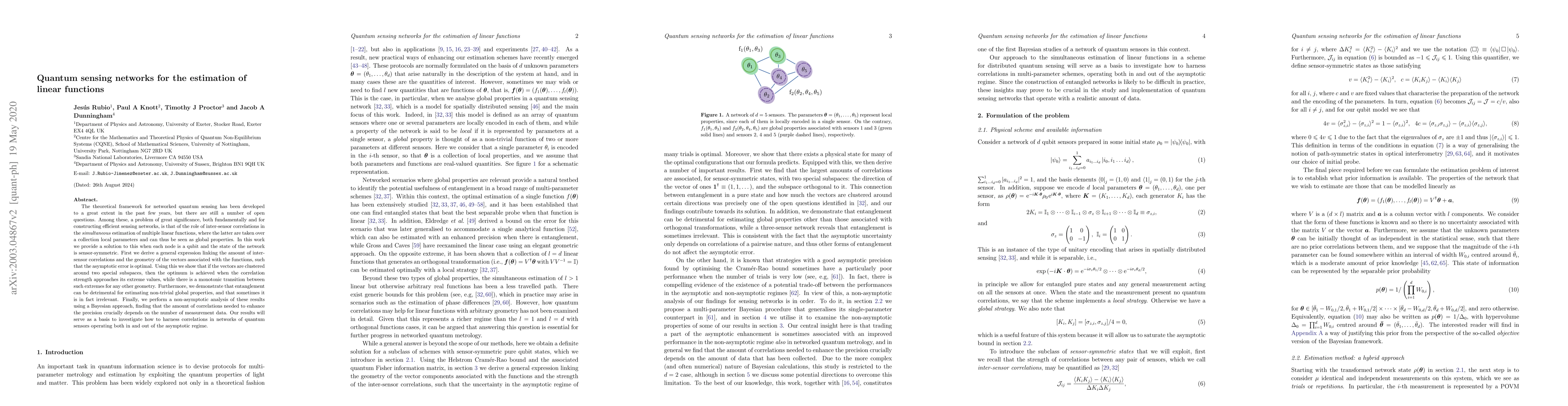 Thumbnail for Quantum sensing networks for the estimation of linear functions