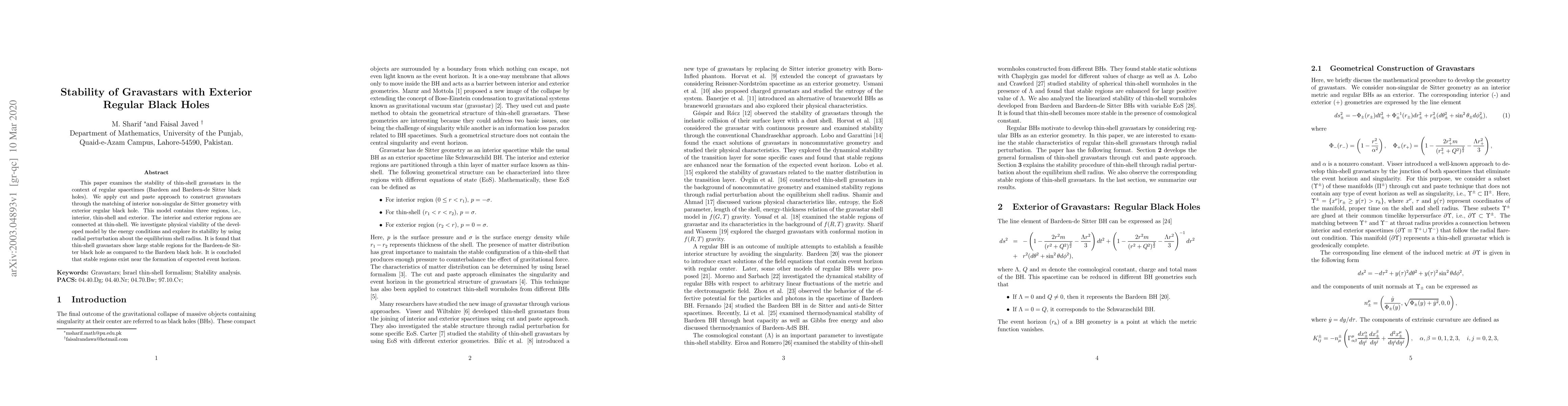 Thumbnail for Stability of Gravastars with Exterior Regular Black Holes