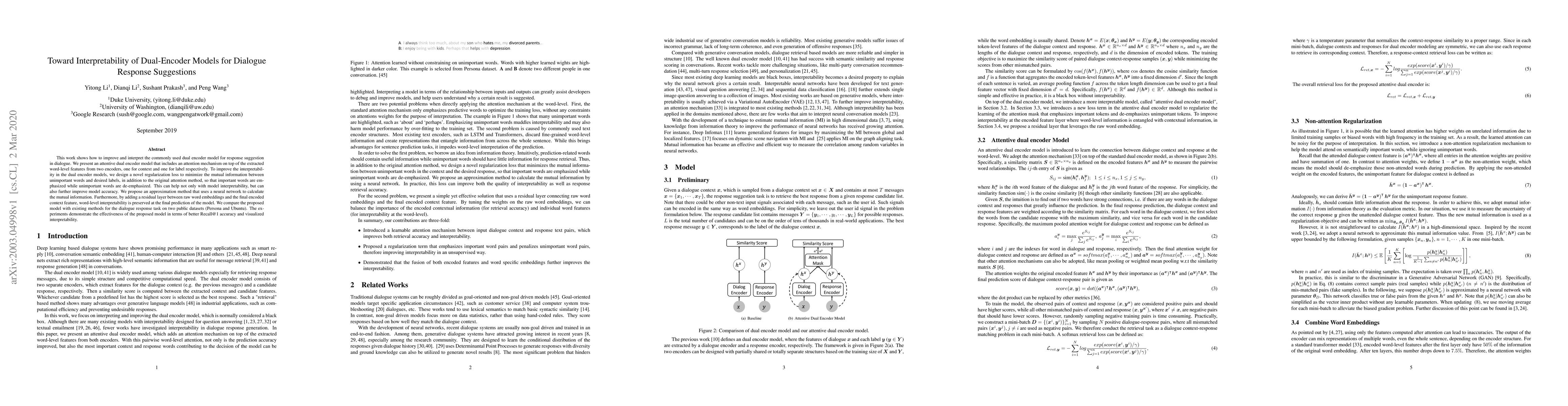 Thumbnail for Toward Interpretability of Dual-Encoder Models for Dialogue Response
  Suggestions