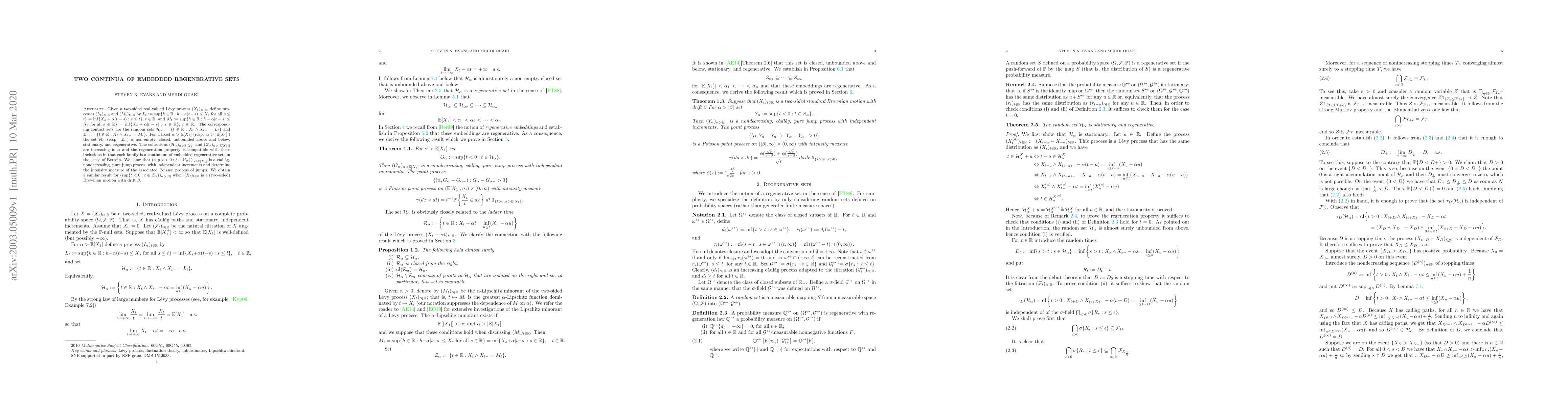 Thumbnail for Two continua of embedded regenerative sets
