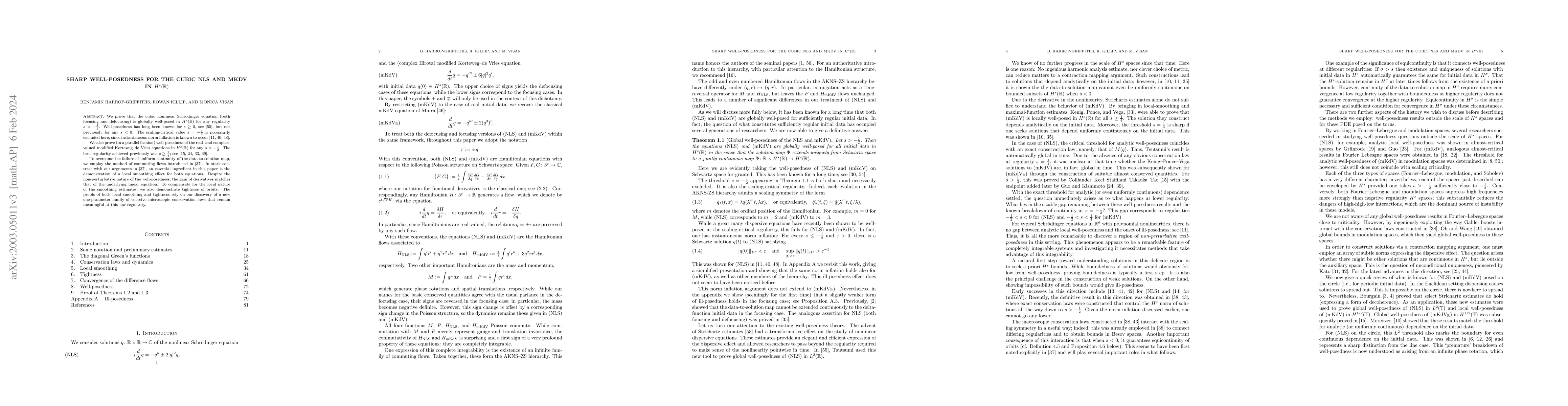 Thumbnail for Sharp well-posedness for the cubic NLS and mKdV in $H^s(\mathbb R)$