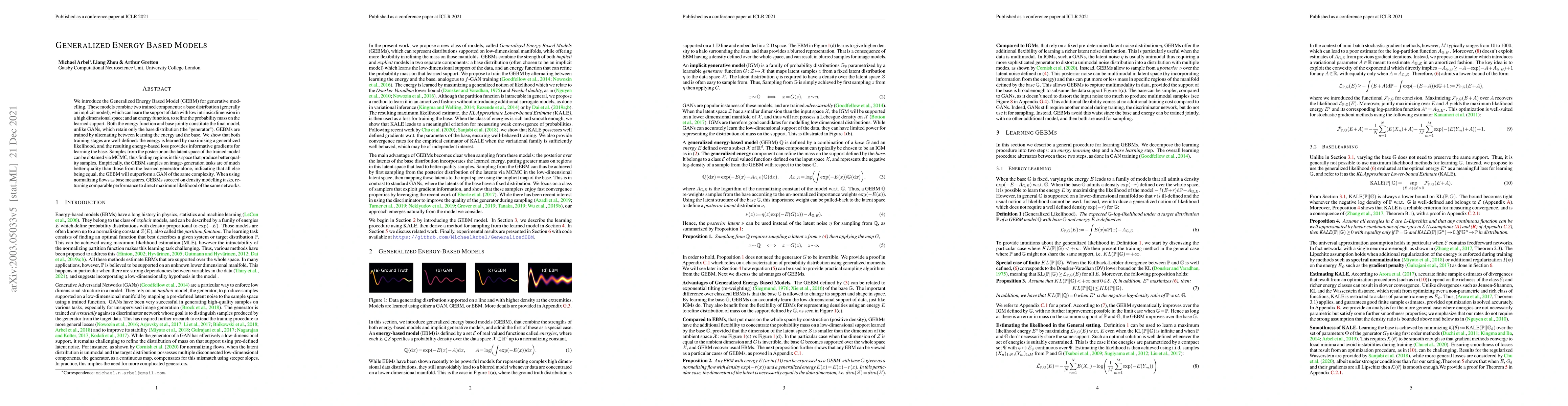 Thumbnail for Generalized Energy Based Models