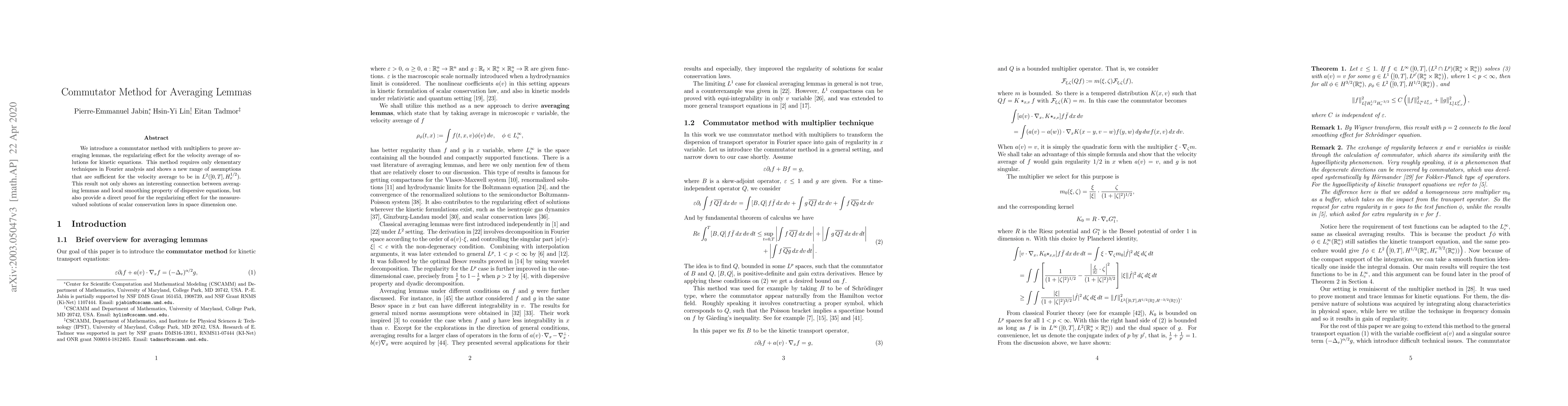 Thumbnail for Commutator Method for Averaging Lemmas