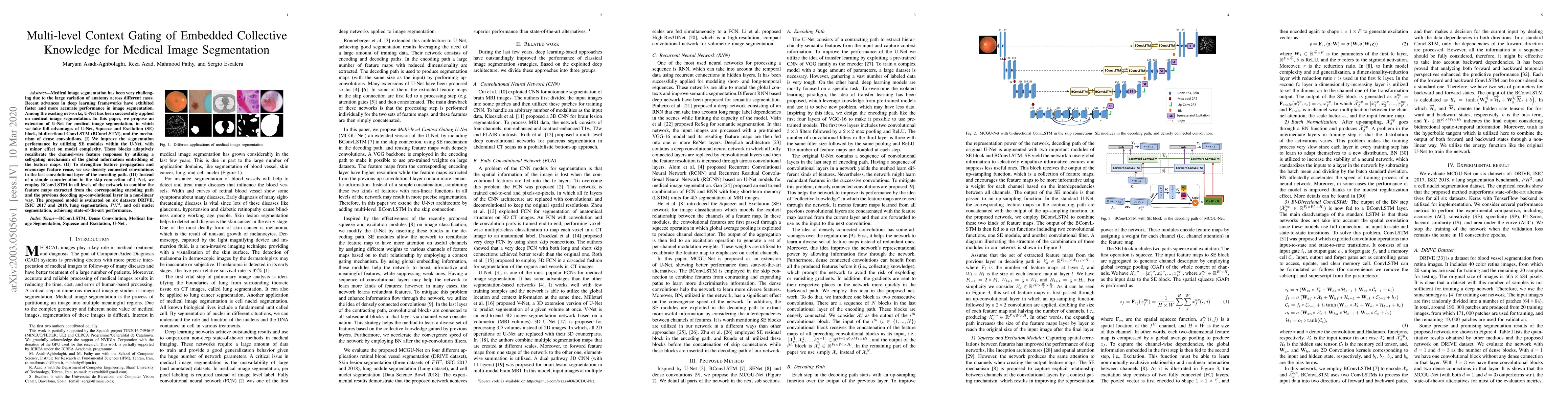 Thumbnail for Multi-level Context Gating of Embedded Collective Knowledge for Medical
  Image Segmentation