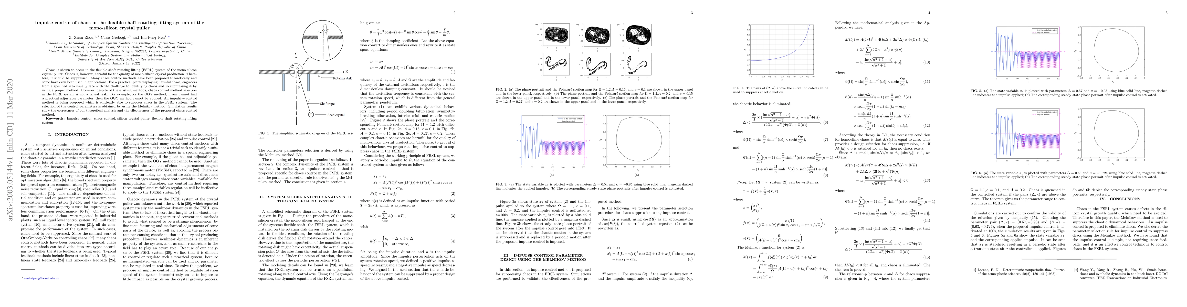 Thumbnail for Impulse control of chaos in the flexible shaft rotating-lifting system
  of the mono-silicon crystal puller