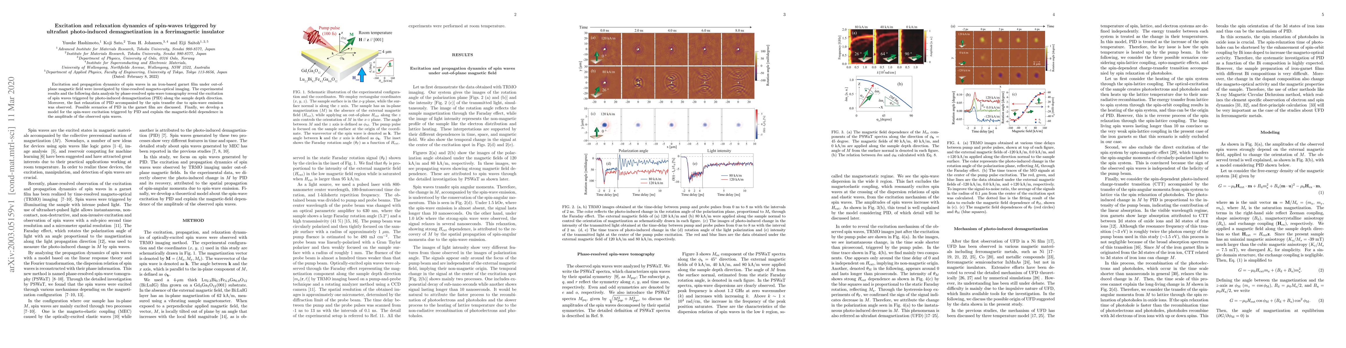 Thumbnail for Excitation and relaxation dynamics of spin-waves triggered by ultrafast
  photo-induced demagnetization in a ferrimagnetic insulator