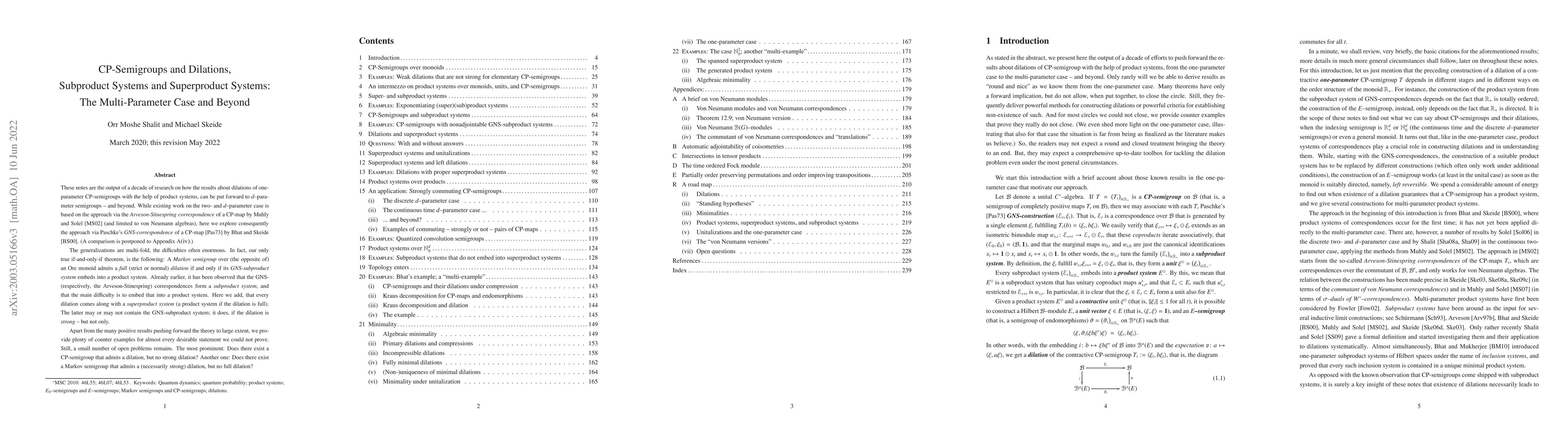 Thumbnail for CP-Semigroups and Dilations, Subproduct Systems and Superproduct
  Systems: The Multi-Parameter Case and Beyond