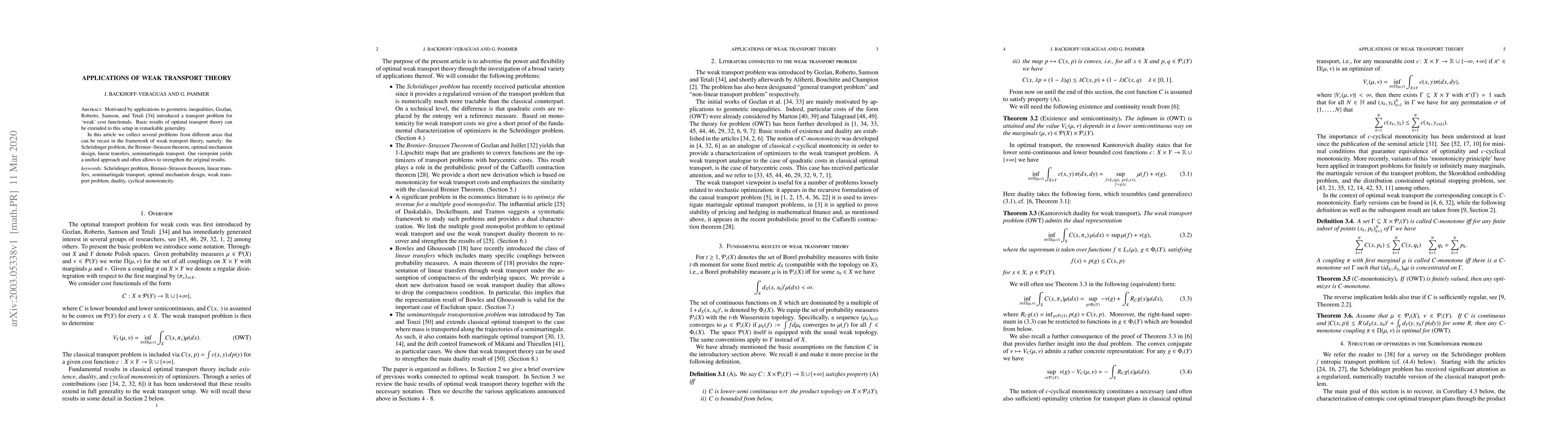 Thumbnail for Applications of weak transport theory