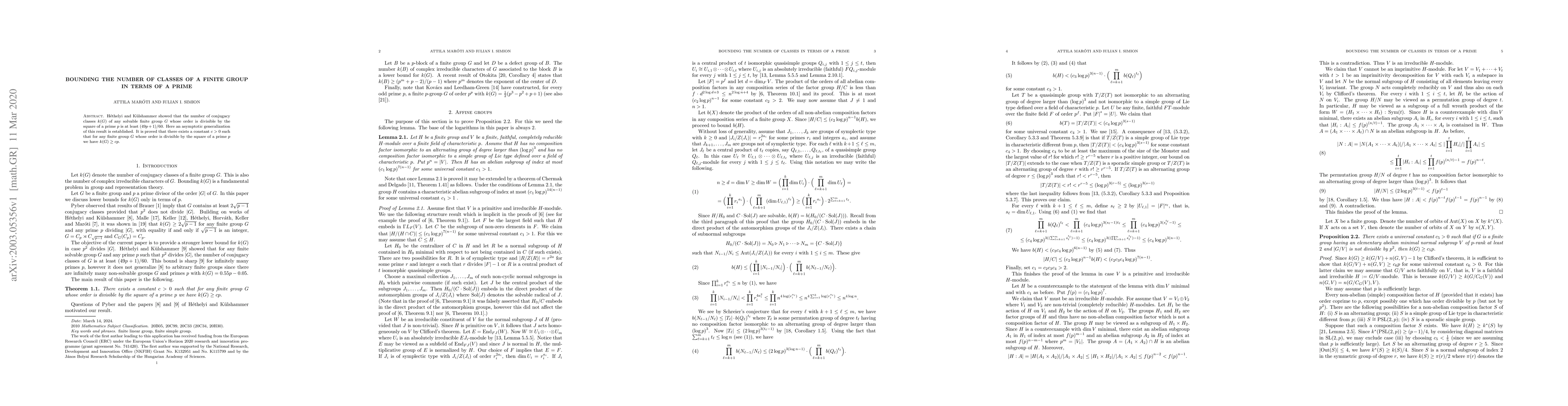 Thumbnail for Bounding the number of classes of a finite group in terms of a prime