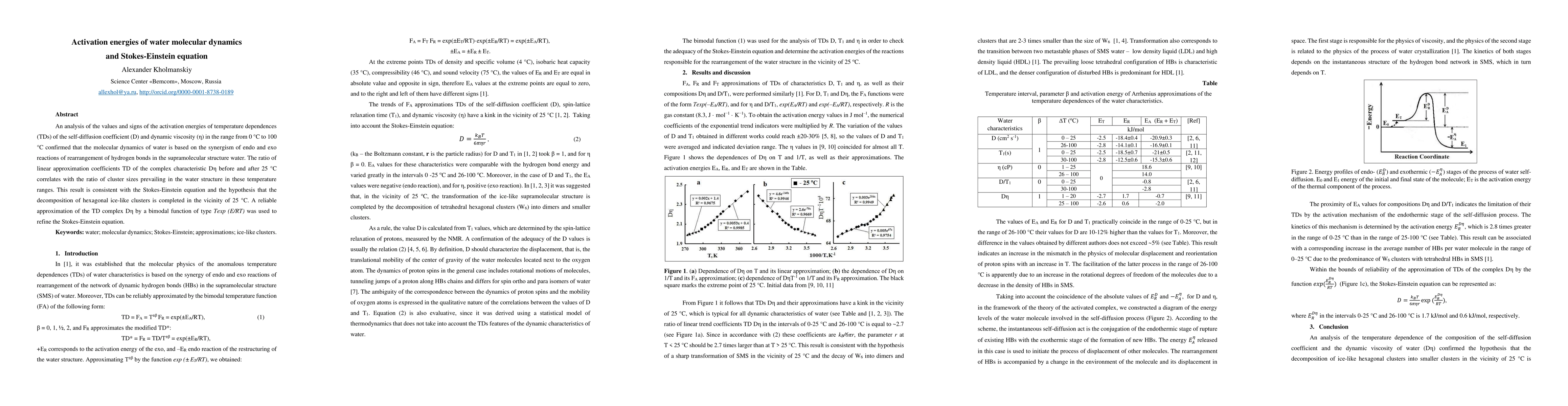 Thumbnail for Activation energies of water molecular dynamics and Stokes-Einstein
  equation