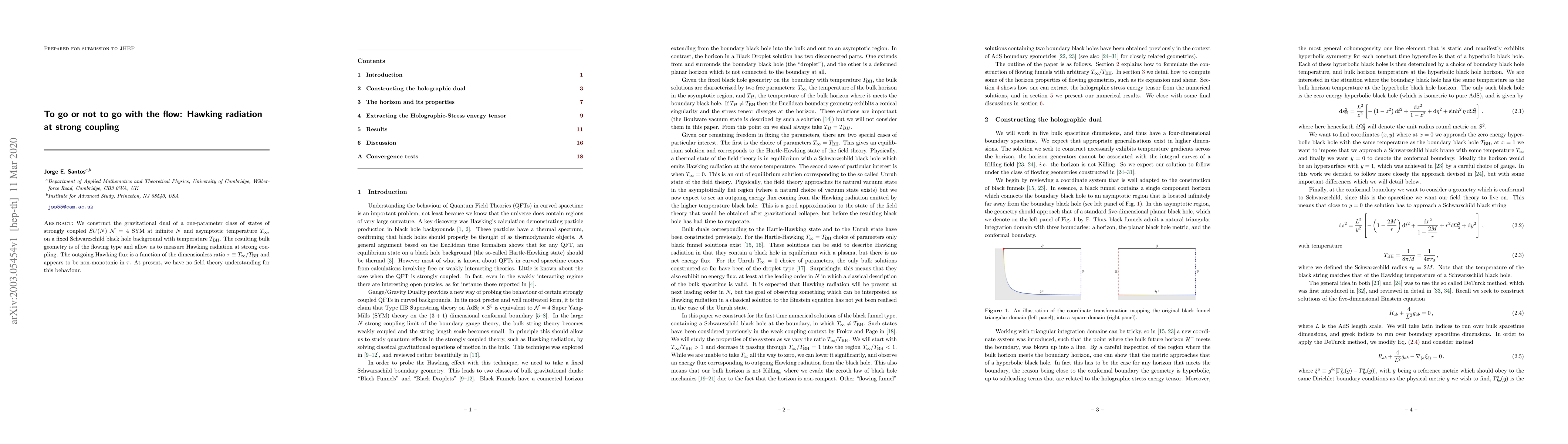 Thumbnail for To go or not to go with the flow: Hawking radiation at strong coupling