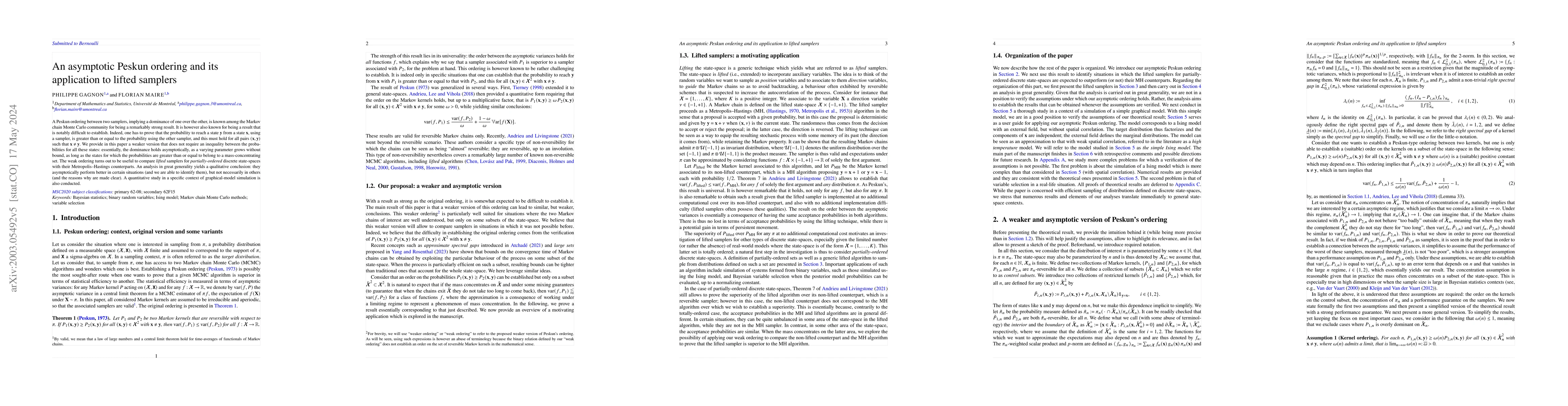 Thumbnail for An asymptotic Peskun ordering and its application to lifted samplers