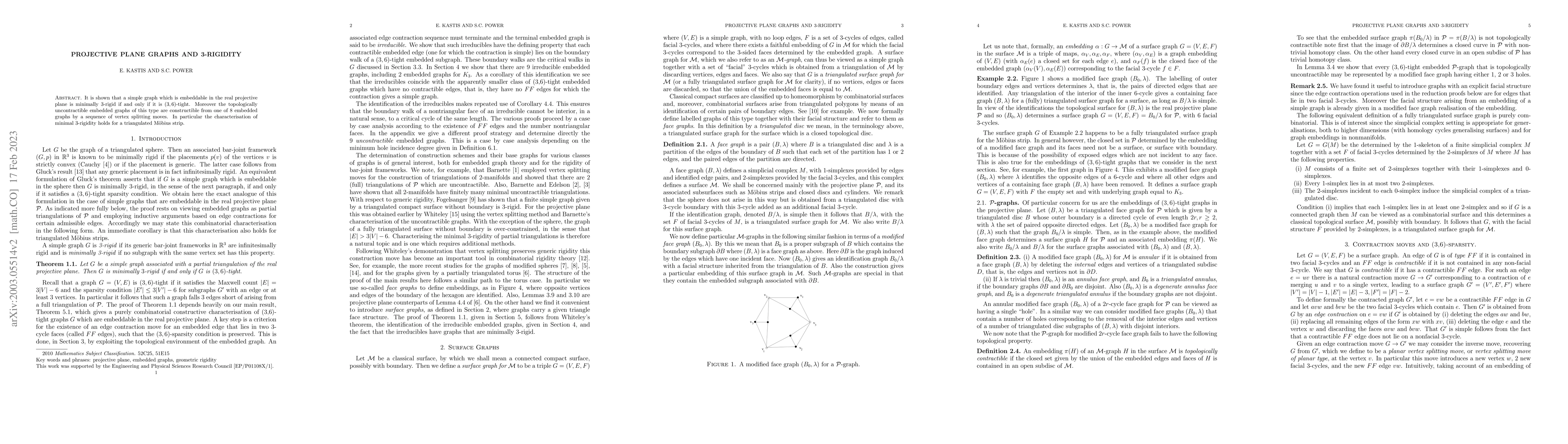 Thumbnail for Projective plane graphs and 3-rigidity