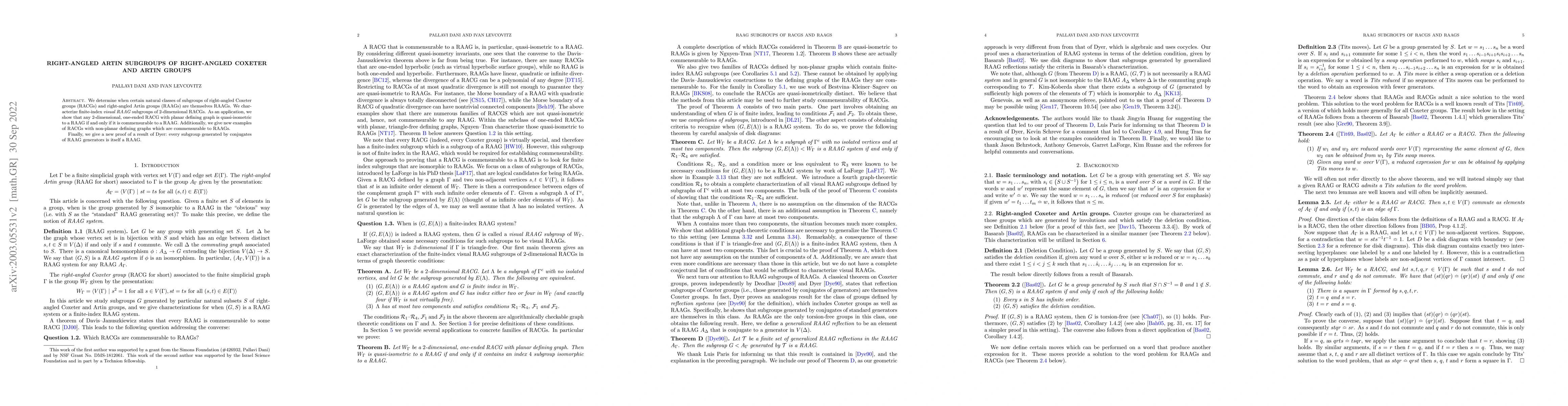 Thumbnail for Right-angled Artin subgroups of right-angled Coxeter and Artin groups