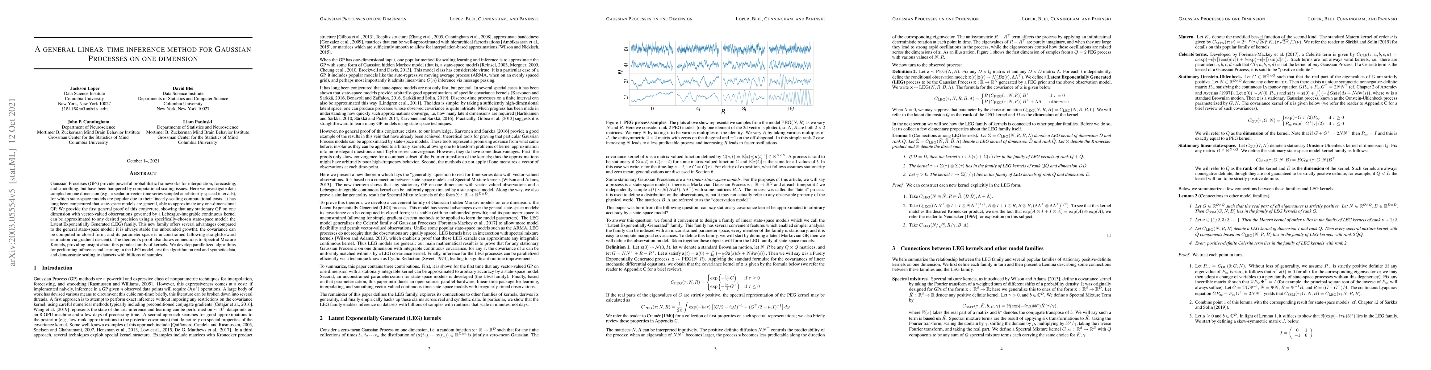 Thumbnail for Linear-time inference for Gaussian Processes on one dimension