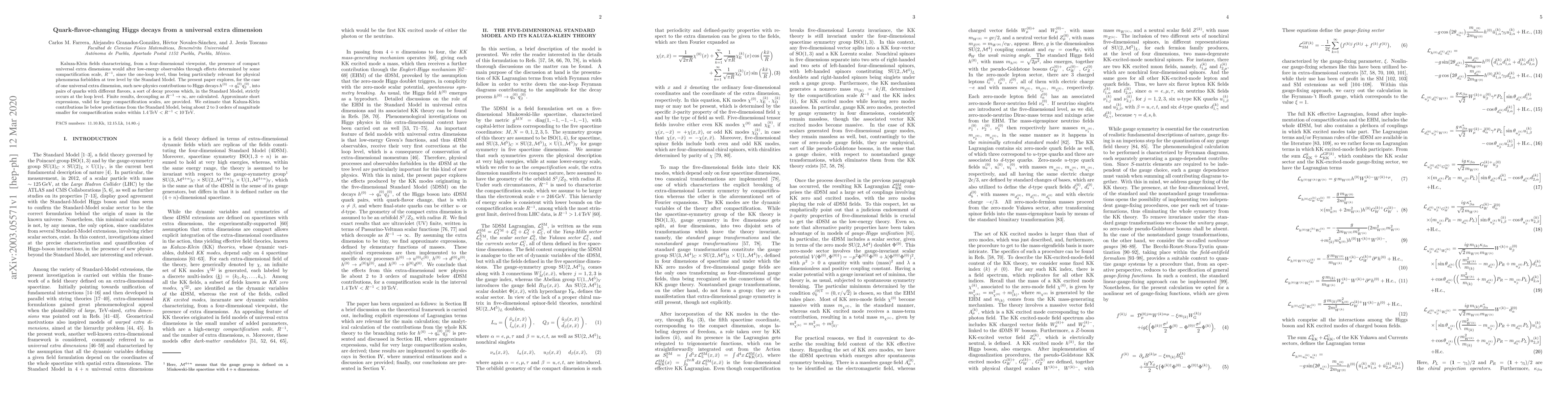 Thumbnail for Quark-flavor-changing Higgs decays from a universal extra dimension