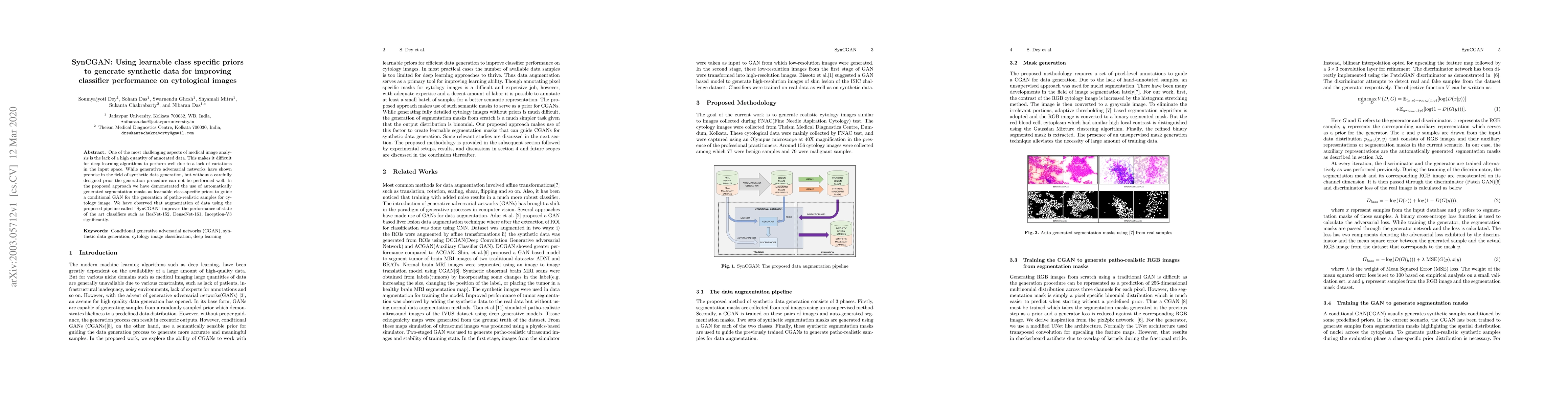 Thumbnail for SynCGAN: Using learnable class specific priors to generate synthetic
  data for improving classifier performance on cytological images