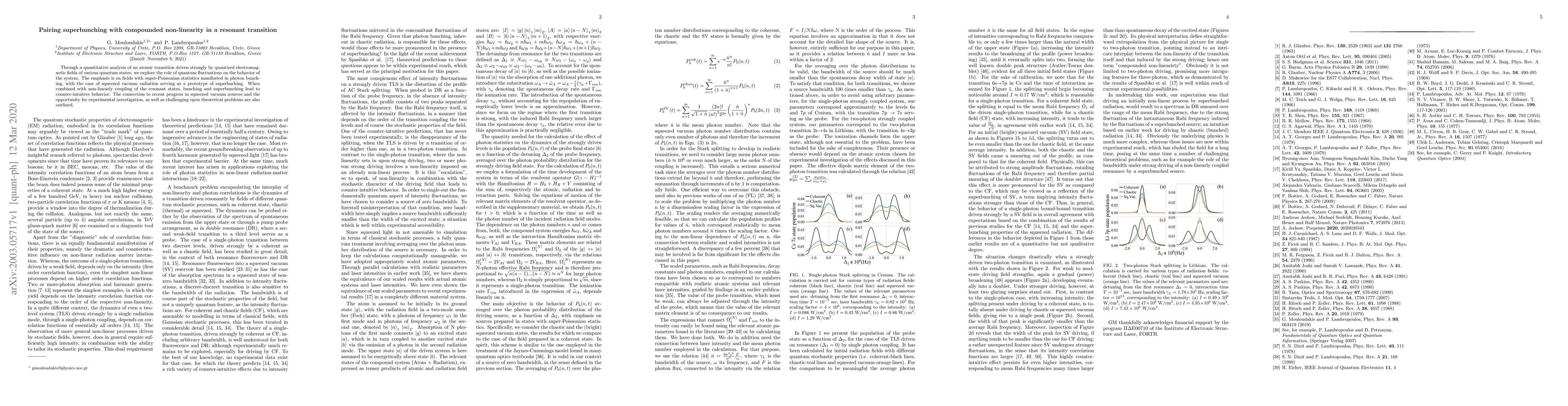 Thumbnail for Pairing superbunching with compounded non-linearity in a resonant
  transition