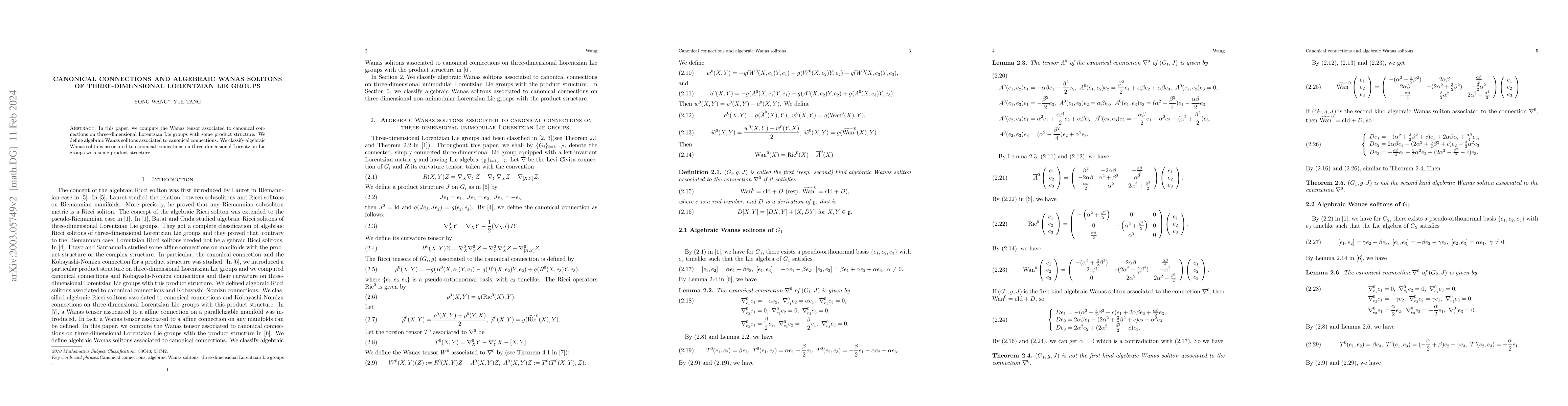 Thumbnail for Canonical connections and algebraic Wanas solitons of three-dimensional
  Lorentzian Lie groups