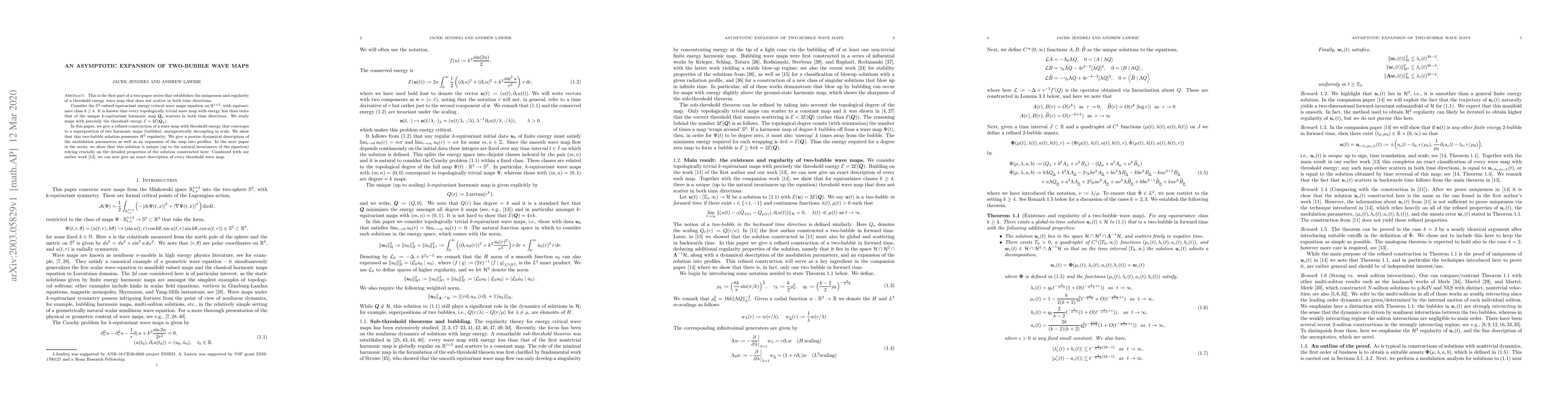 Thumbnail for An asymptotic expansion of two-bubble wave maps