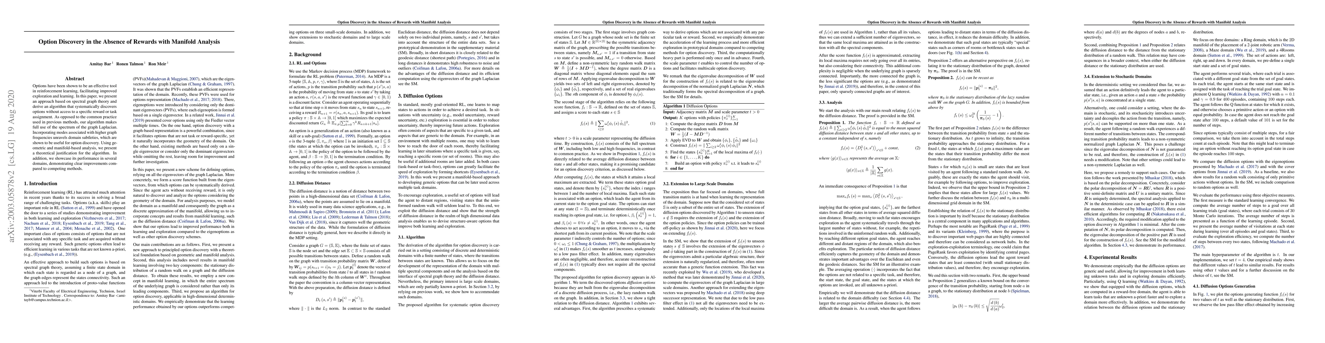 Thumbnail for Option Discovery in the Absence of Rewards with Manifold Analysis