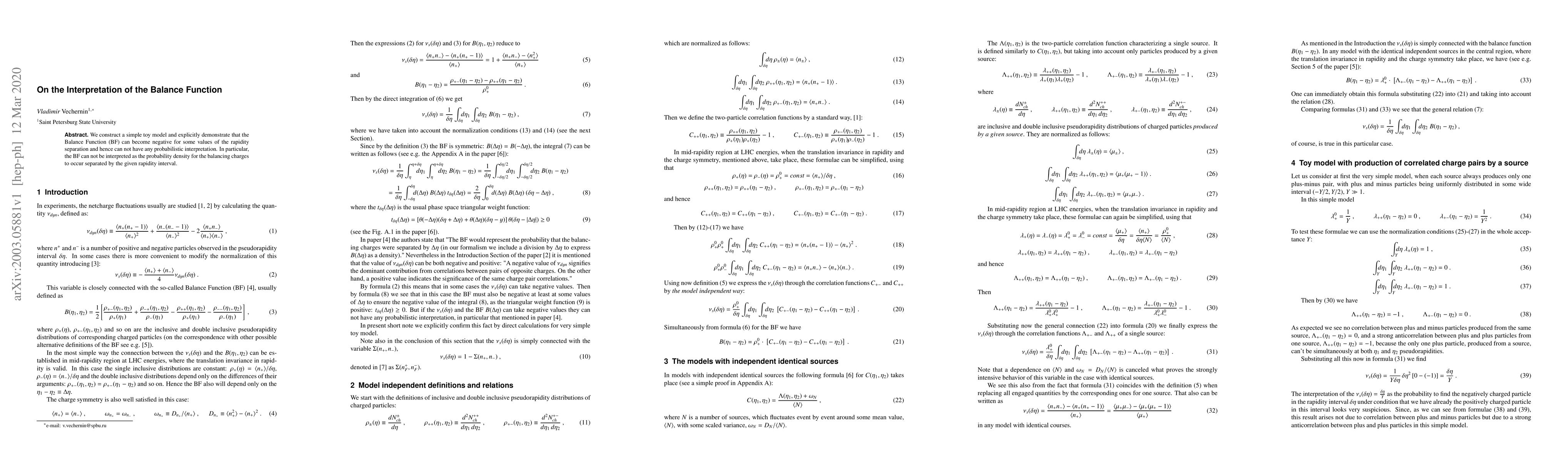Thumbnail for On the Interpretation of the Balance Function