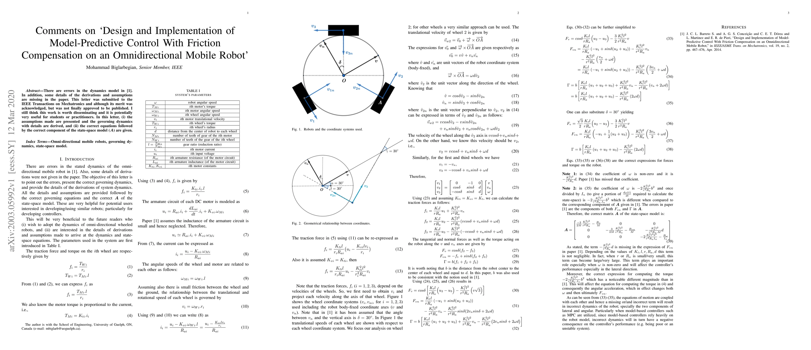 Thumbnail for Comments on `Design and Implementation of Model-Predictive Control With
  Friction Compensation on an Omnidirectional Mobile Robot'