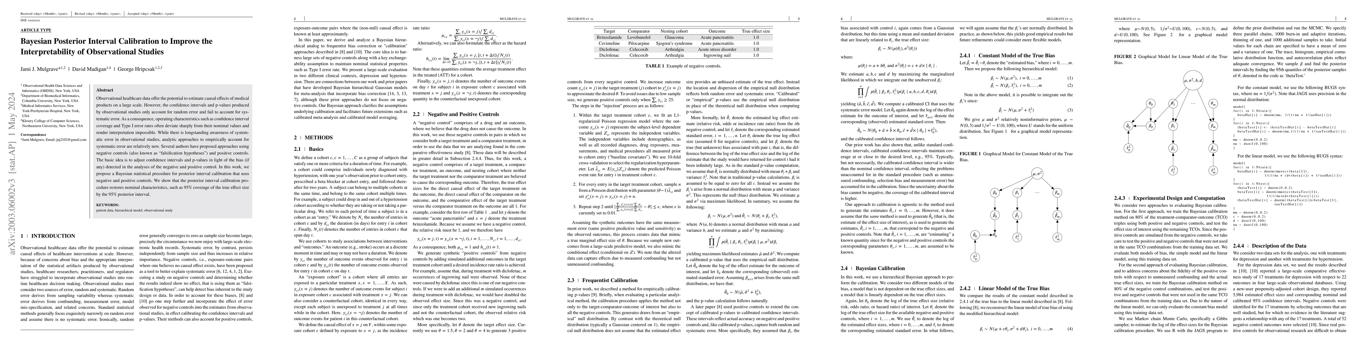 Thumbnail for Bayesian Posterior Interval Calibration to Improve the Interpretability
  of Observational Studies