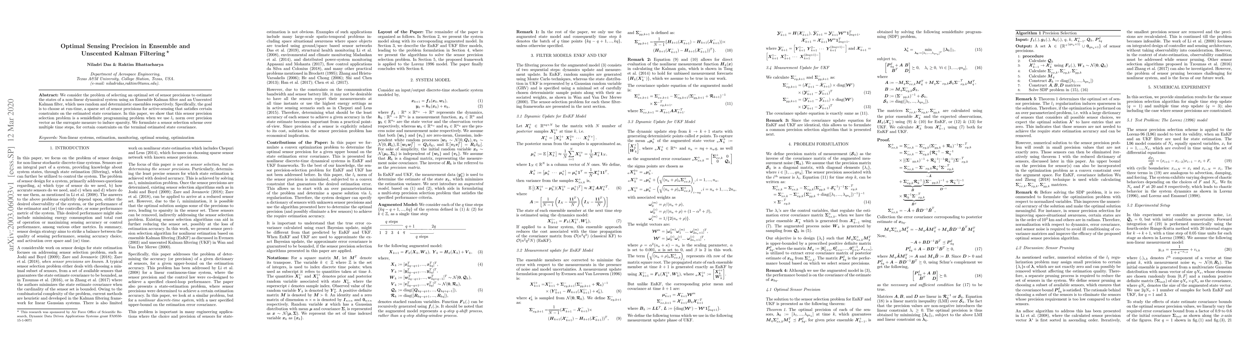 Thumbnail for Optimal Sensing Precision in Ensemble and Unscented Kalman Filtering