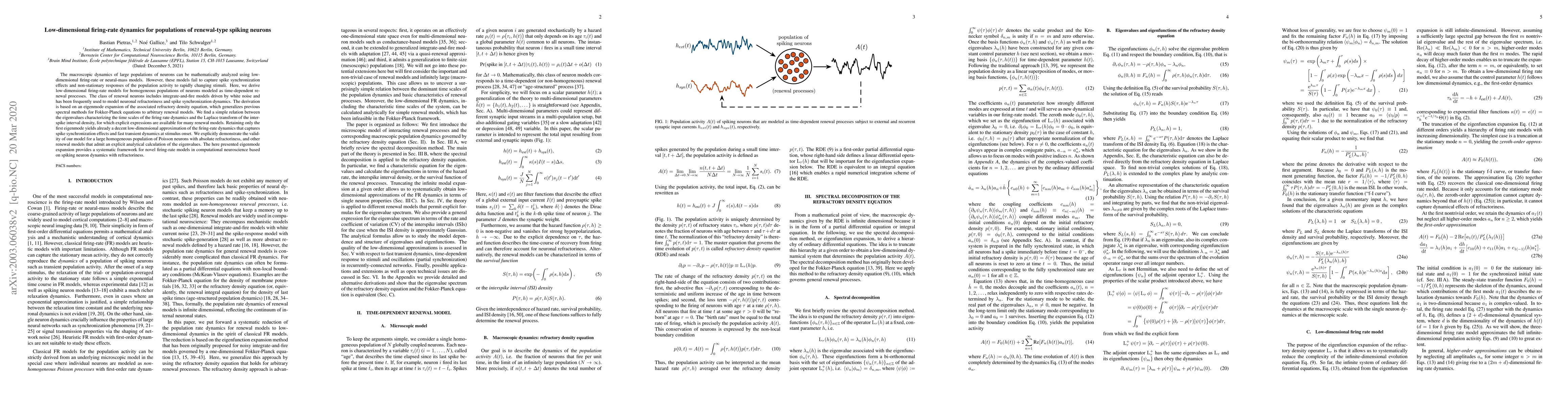 Thumbnail for Low-dimensional firing-rate dynamics for populations of renewal-type
  spiking neurons