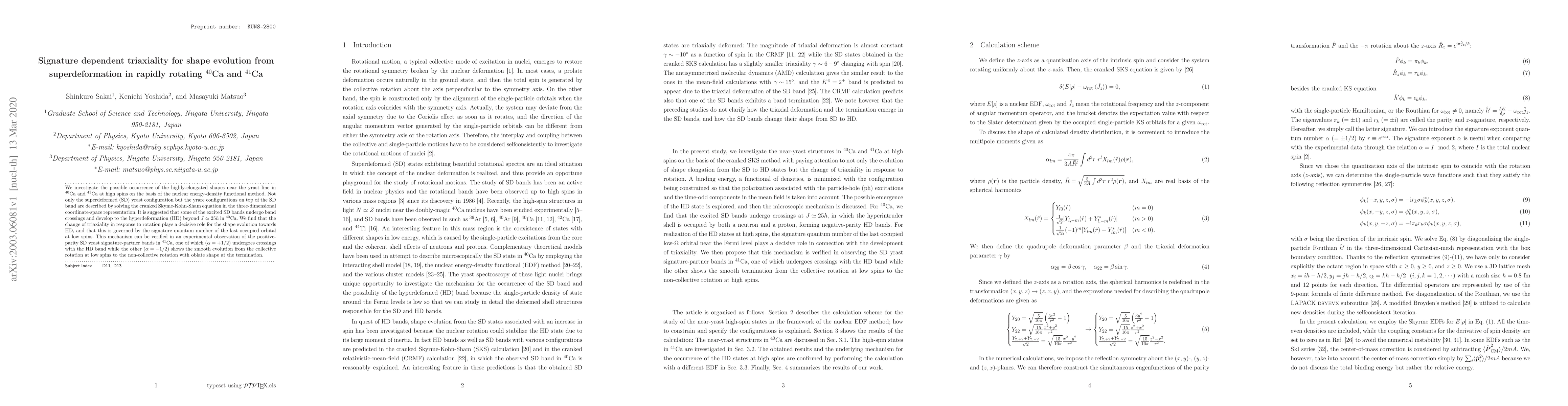 Thumbnail for Signature dependent triaxiality for shape evolution from
  superdeformation in rapidly rotating $^{40}$Ca and $^{41}$Ca