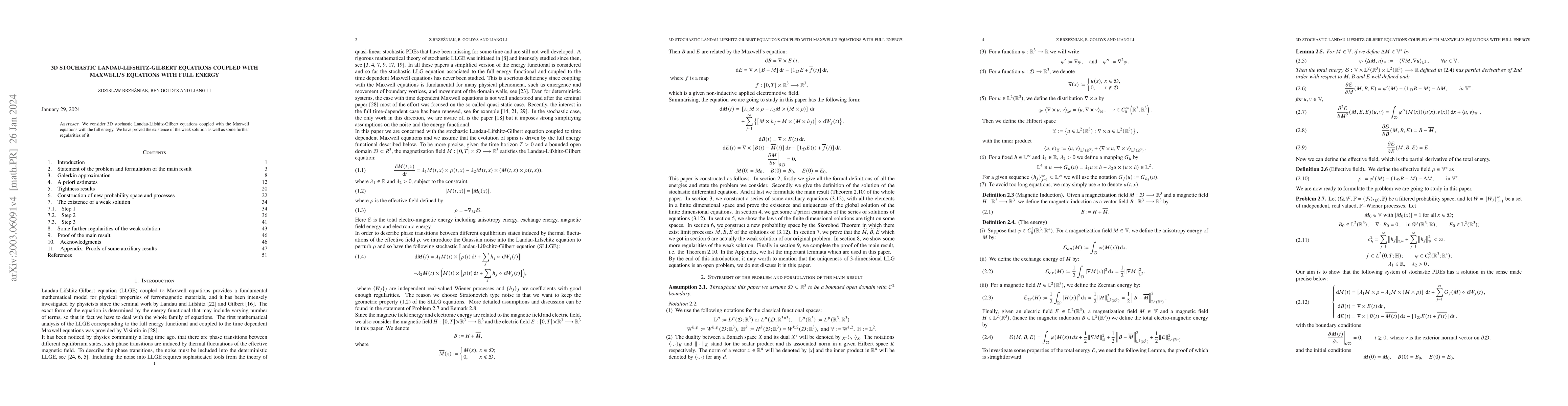 Thumbnail for 3D Stochastic Landau-Lifshitz-Gilbert Equations coupled with Maxwell's
  Equations with full energy