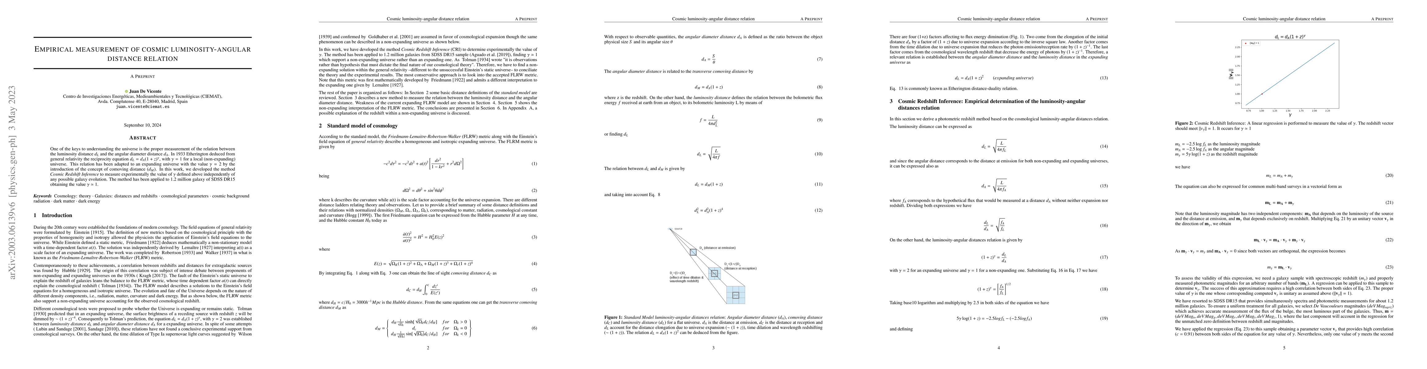 Thumbnail for Empirical measurement of cosmic luminosity-angular distance relation