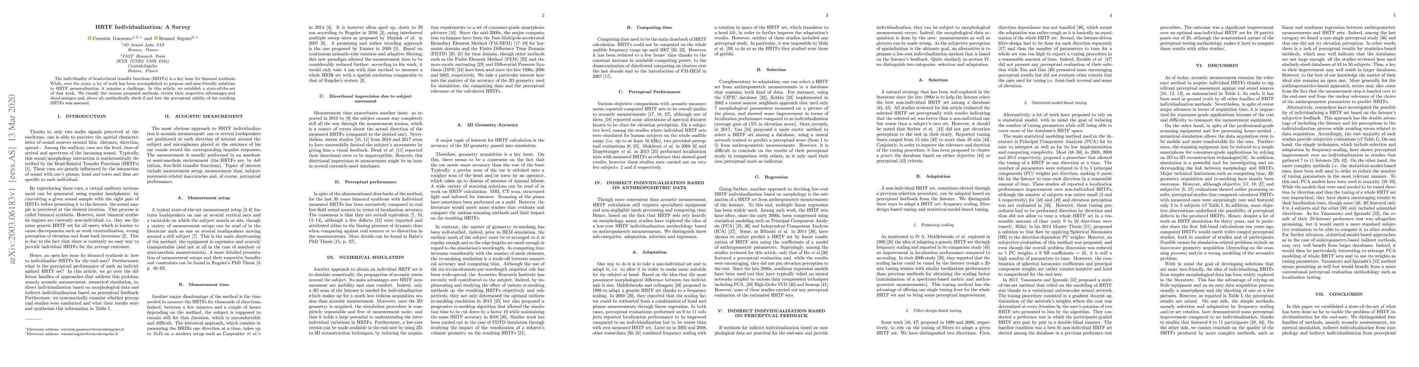 Thumbnail for HRTF Individualization: A Survey