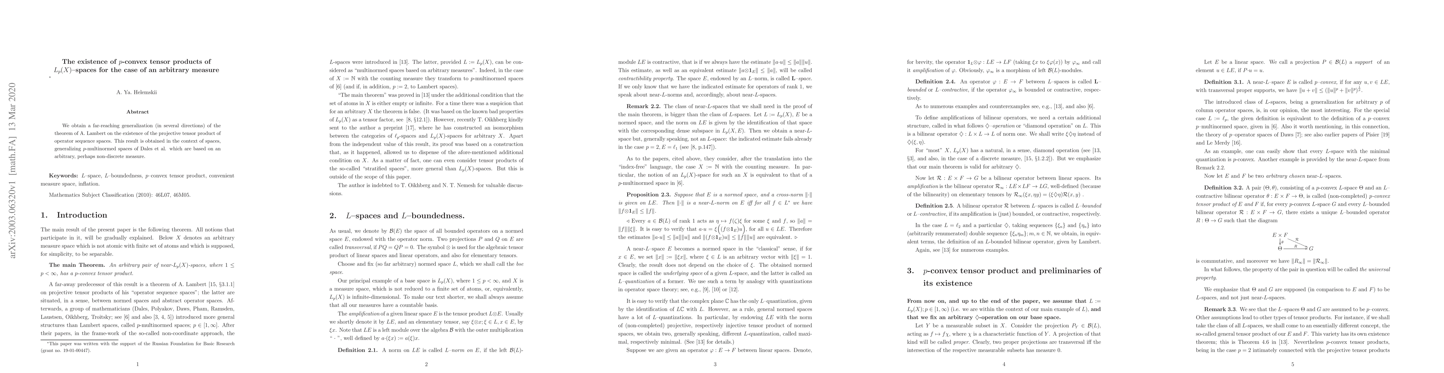 Thumbnail for The existence of $p$-convex tensor products of $L_p(X)$-spaces for the
  case of an arbitrary measure