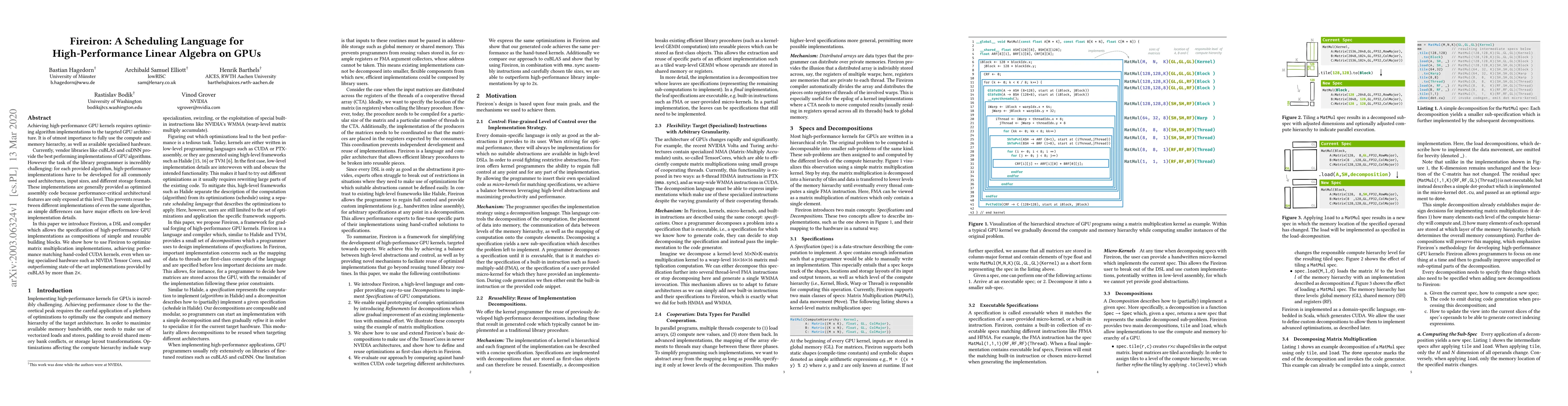 Thumbnail for Fireiron: A Scheduling Language for High-Performance Linear Algebra on
  GPUs