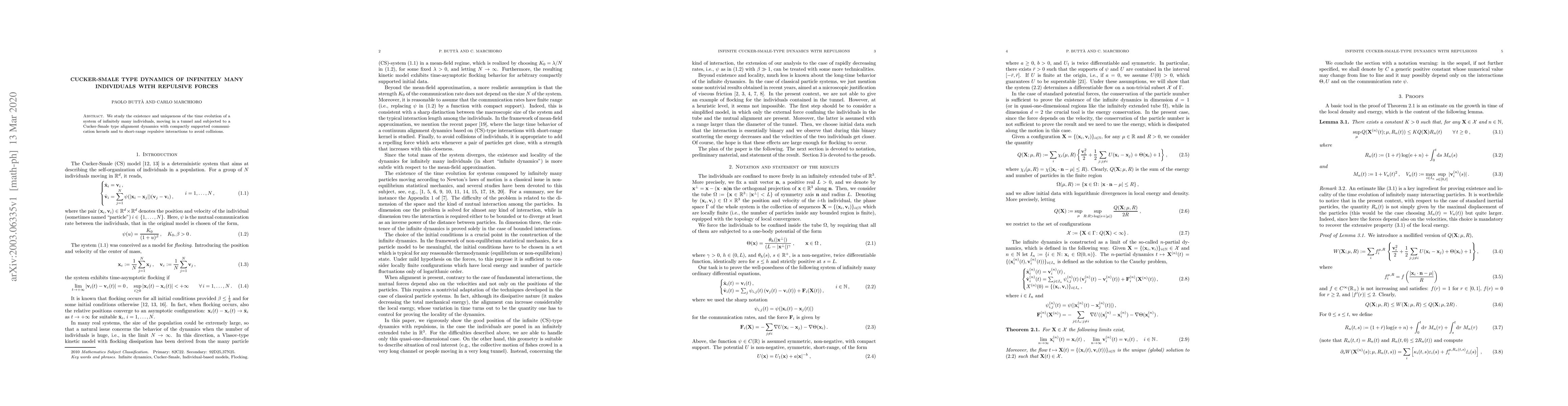 Thumbnail for Cucker-Smale type dynamics of infinitely many individuals with repulsive
  forces